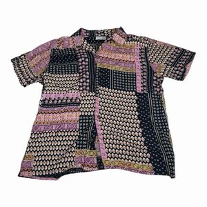 Raga Man Shirt Button Up Mens M Floral Paisley Mixed Print Colorful Hippie